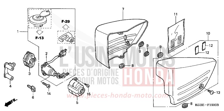 COUVERCLE LATERAL von Shadow VT125C NOIR (NH1) von 2004